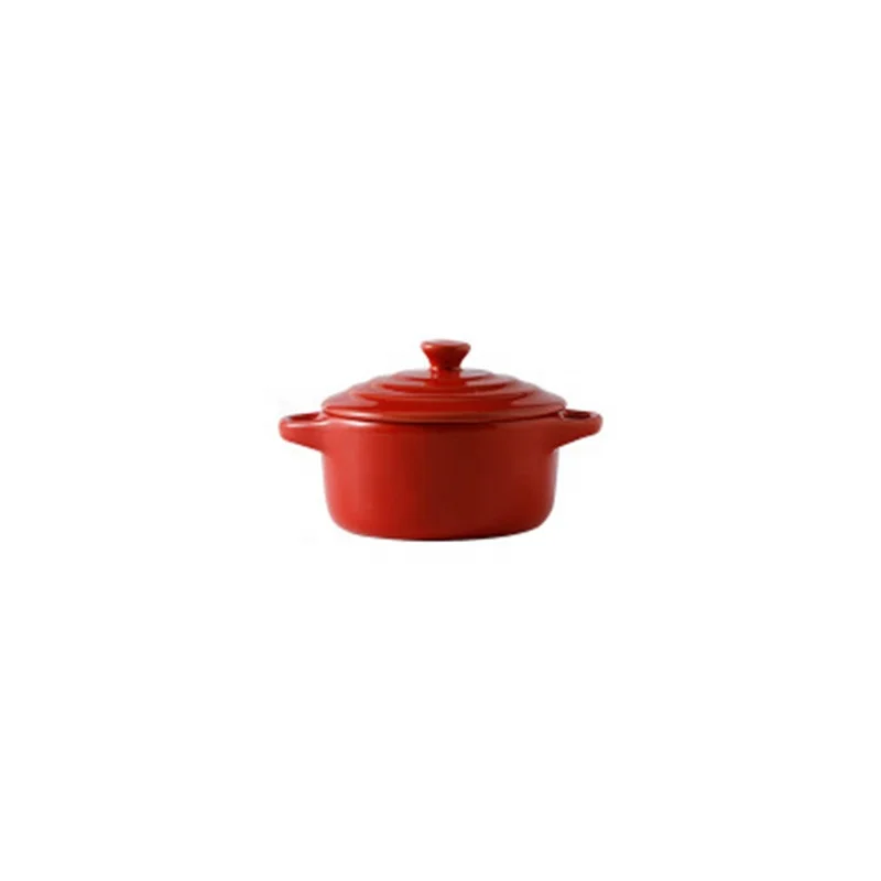 

Ceramic Covered Handle Creative Household Bowl, Red/gray/blue/cyan/navy blue
