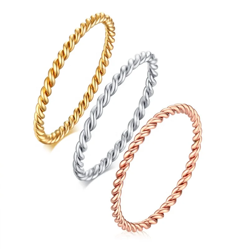 

Minimalist jewelry stainless steel plated twisted finger ring