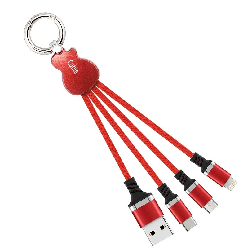 Led Light Logo Customizable Guitar Shaped Keychain USB phone Android Charging Cable