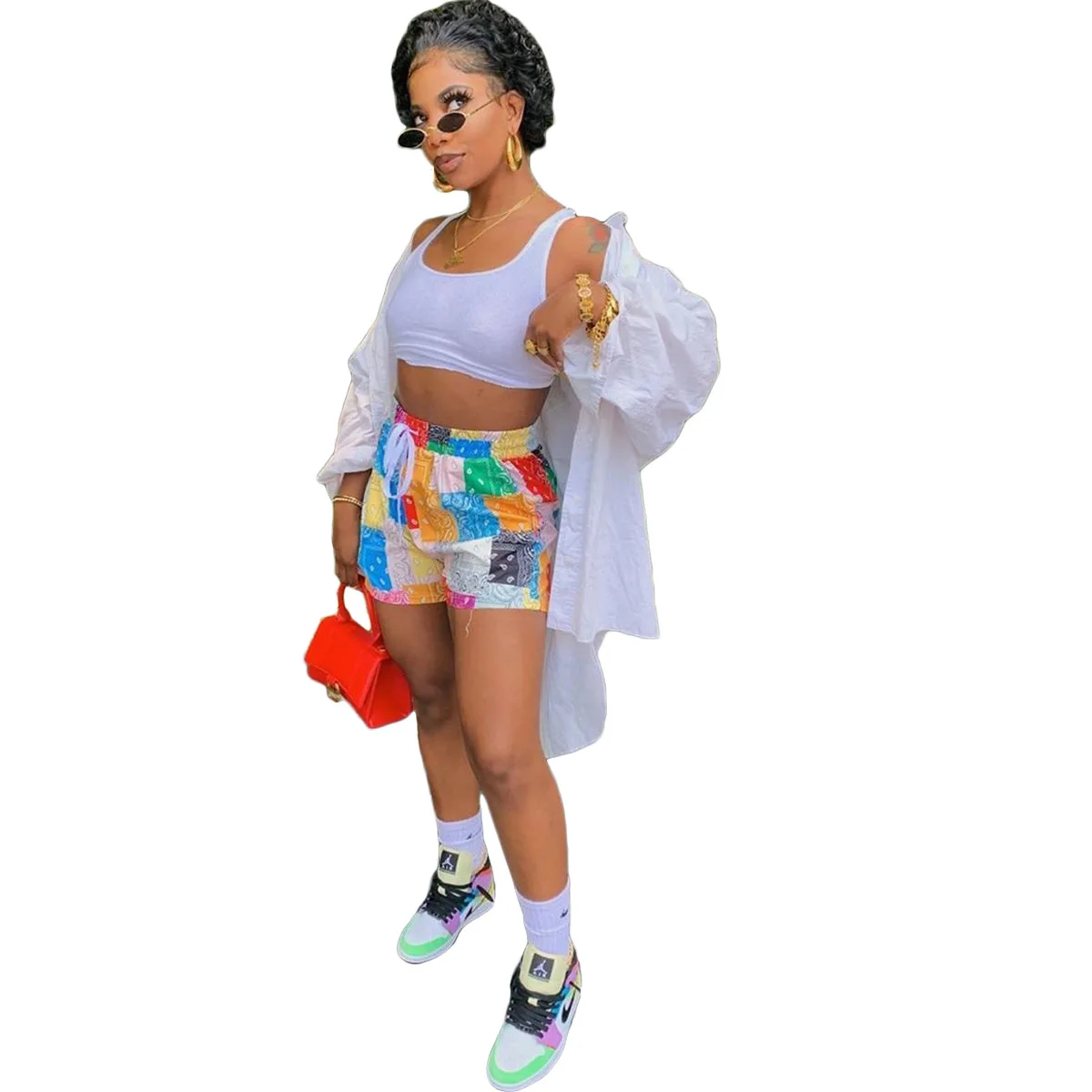 

summer women clothing printed casual loose beach pants women 2021