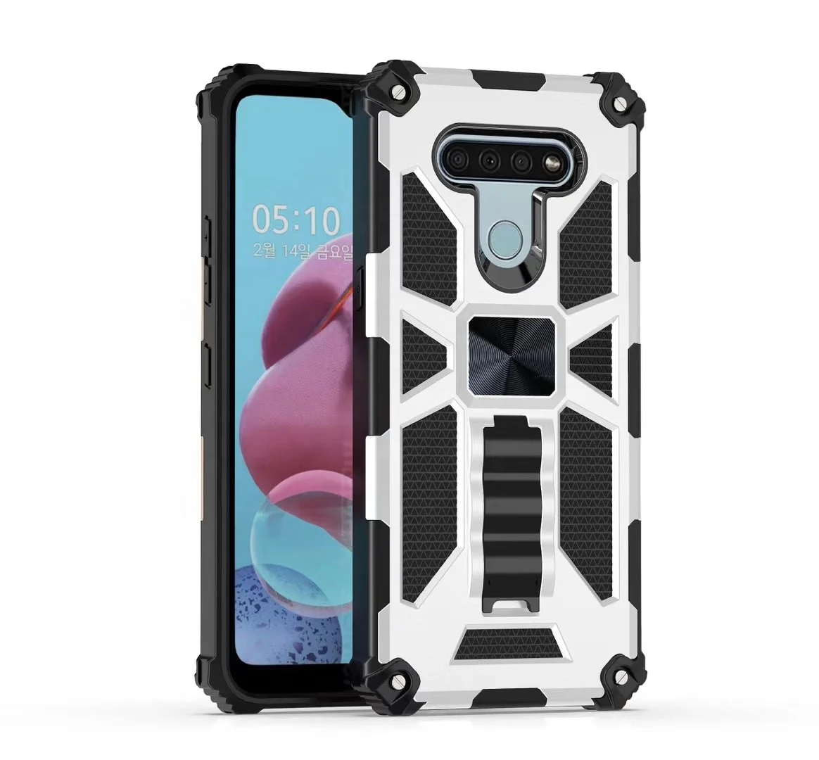 

Heavy Duty 2 in 1 Hybrid Phone Case for LG Stylo 6 K51 Military Design Car Mount Adsorption Cellphone Back Cover for LG K51, Navy, black, red, gold, rose gold, silver