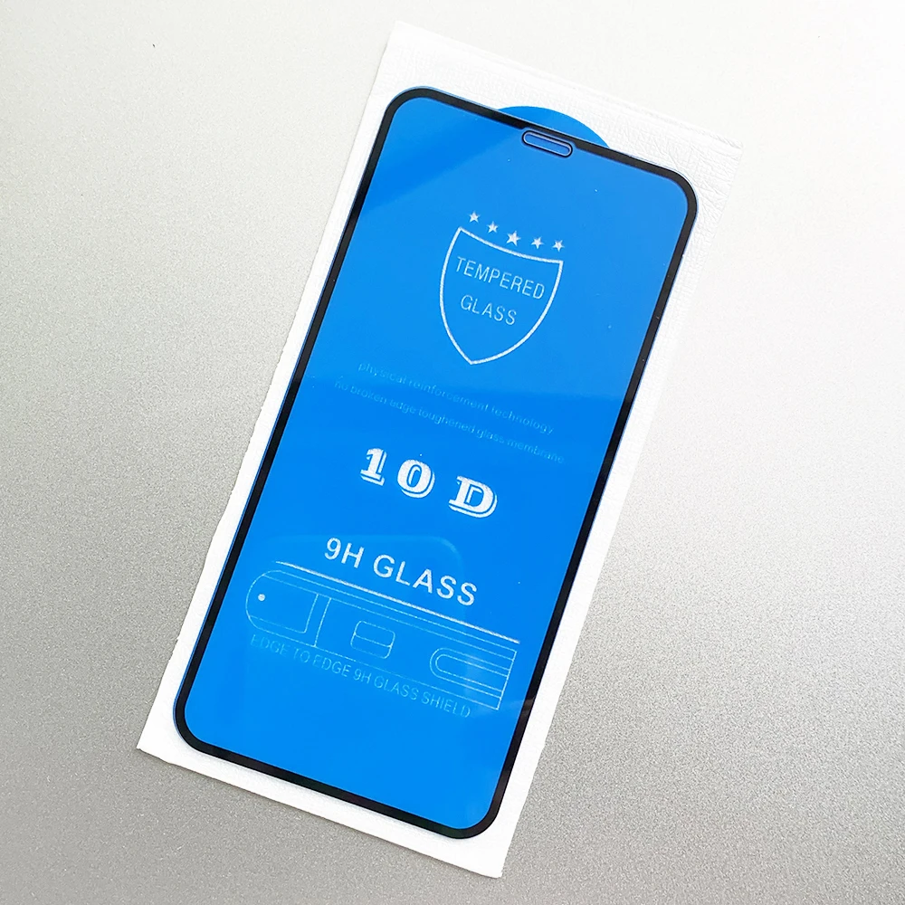 

9H 10D Front Cover X/XS/XR/XS MAX Full Screen Protector Full Glue Tempered Glass For iPhone 11 12 Pro Max 8 7 6s plus, Transparent