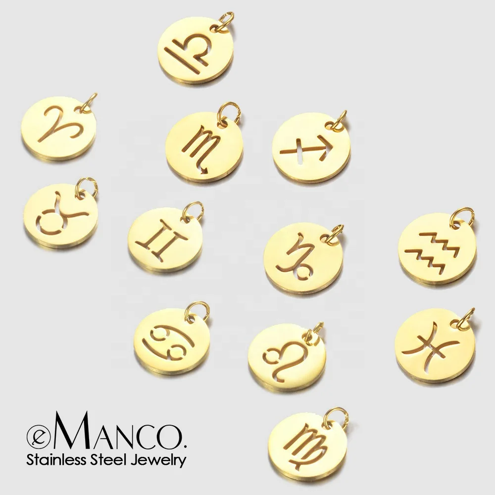 

eManco Zodiac Pendant Women Fashion Accessories Jewelry Leo Taurus Libra Trendy Gold Coin 12 Star Sign Charms Custom Chain