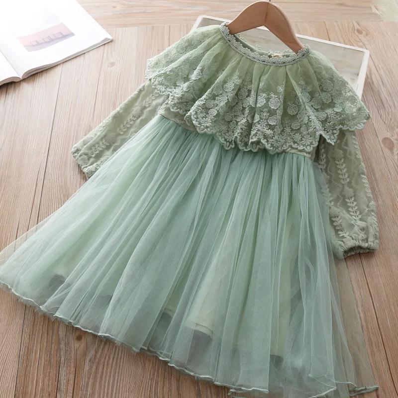 

Wholesale 2020 Spring New Style Children Clothes Lace Embroidery Tulle Dresses Baby Girl Fashion Princess Dresses, Pure color