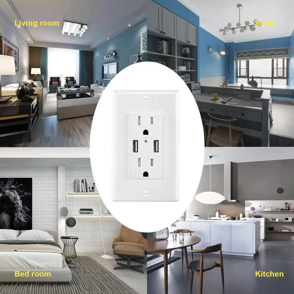 
Free Sample Dual 4.2A Fast Charging USB Wall Socket 