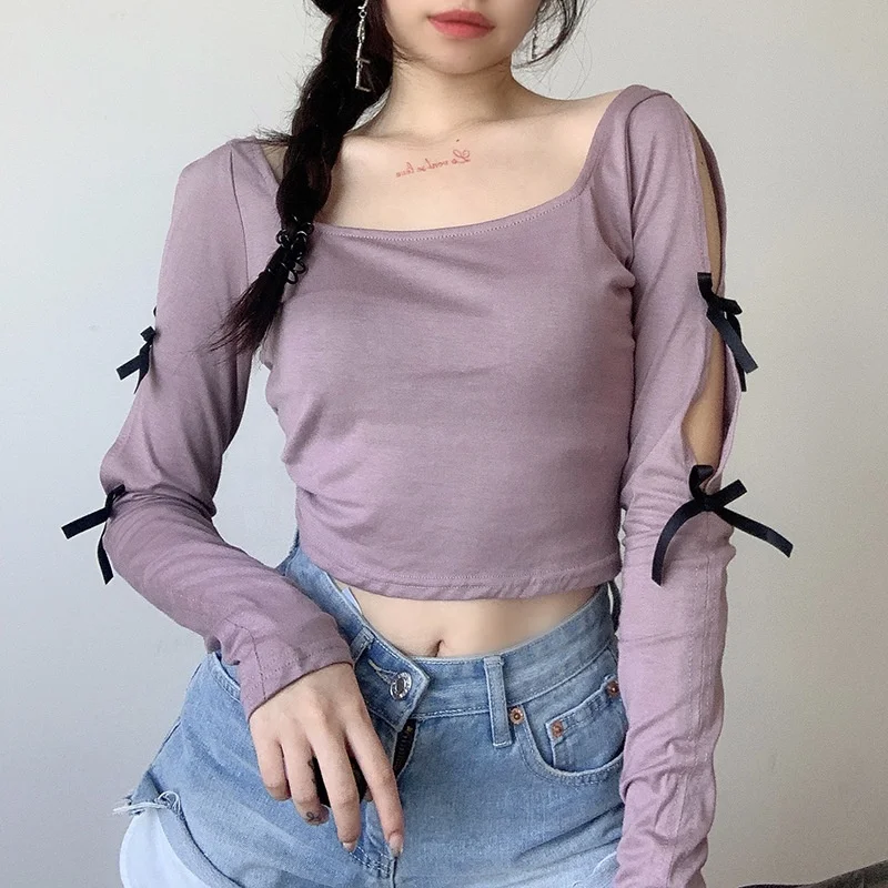 

Autumn topped for woman short tops for women hollow out