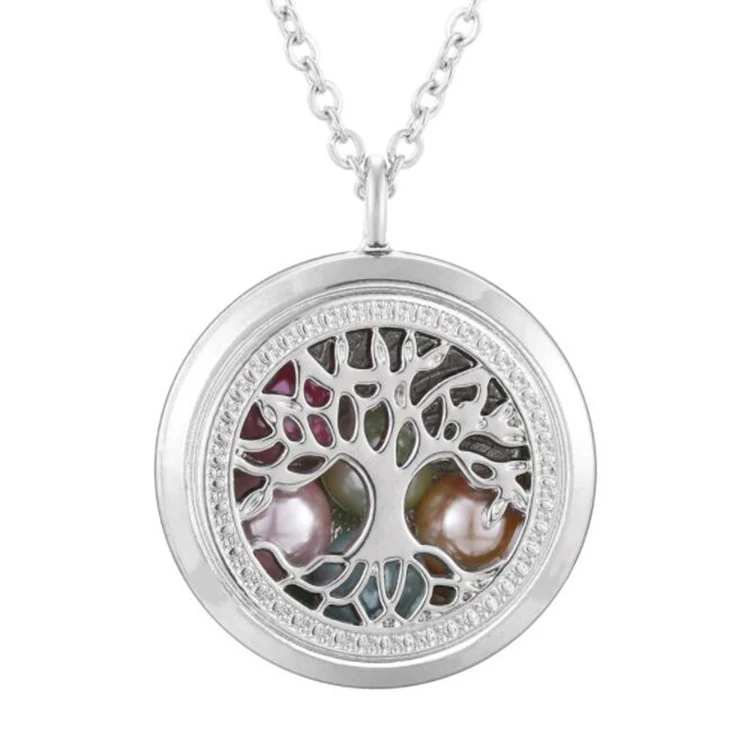 

New Aroma Perfume Stainless Steel Locket Essential Oil Jewelry Aromatherapy Pendant Diffuser Necklace with Chain and Pads, Silver