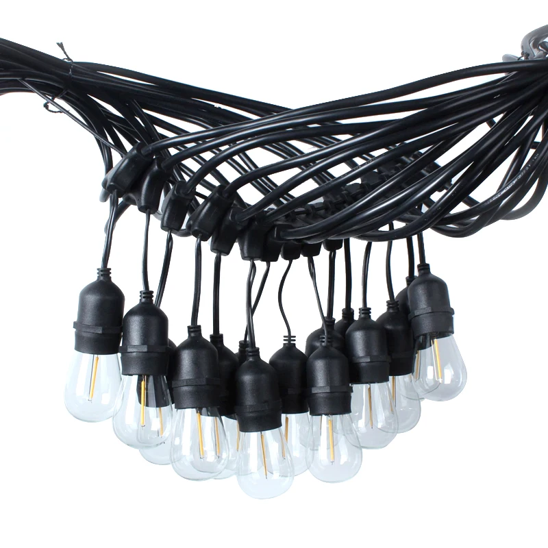 Warm white 24ft 48ft 2700K clear bulb s14 led holiday light chain outdoor soft string light