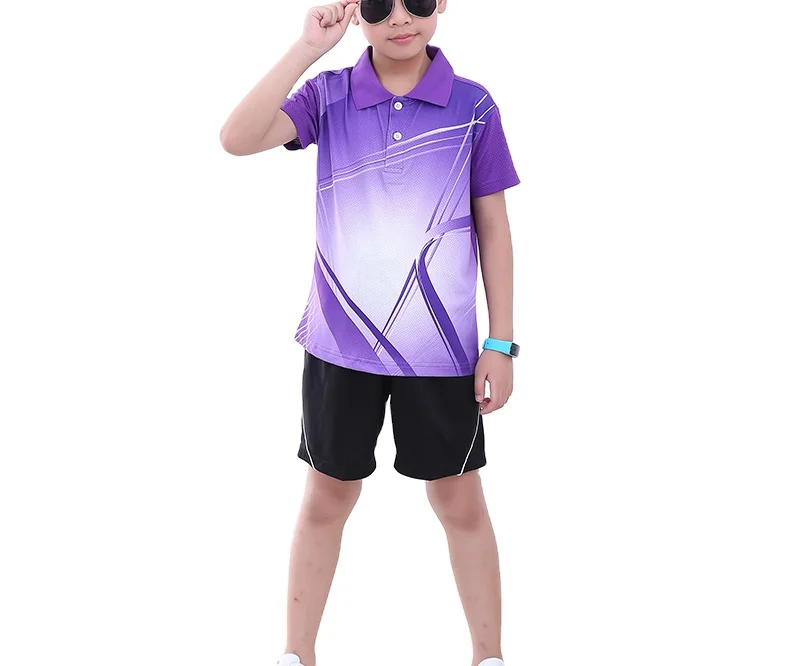

Print Children Tennis Clothes Boy Sports Shirt Sports Children Table Tennis Sets Quick Dry Suits, Customized color