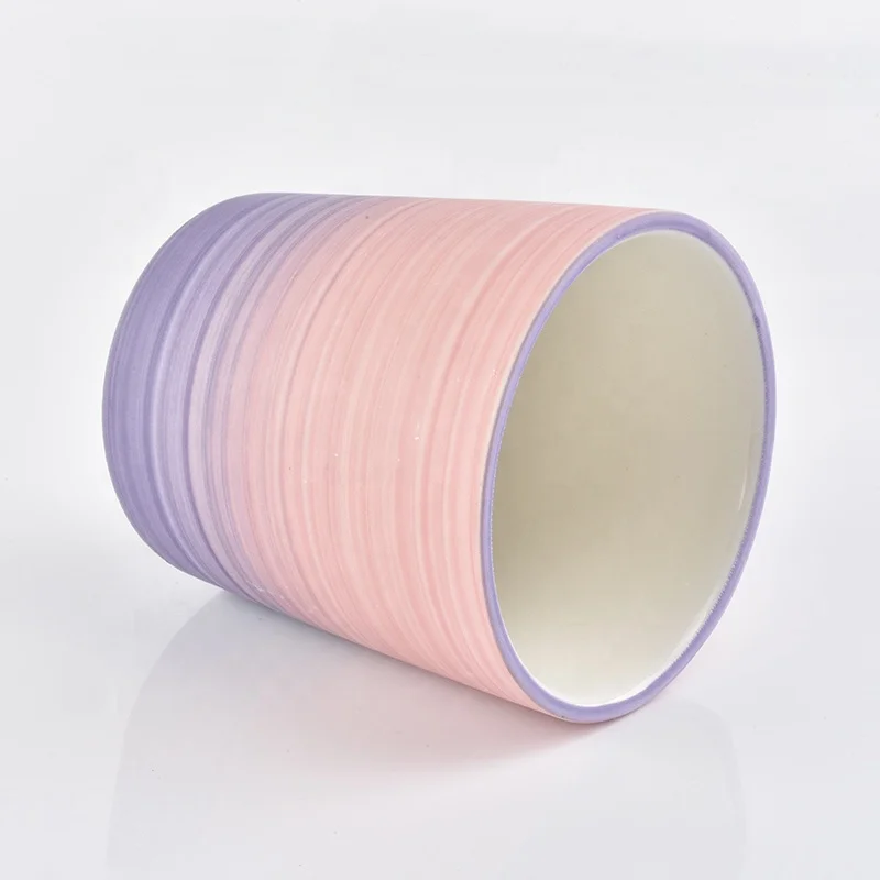 Frosted rainbow candle votive holder ceramic candle jars wedding centerpiece in bulk