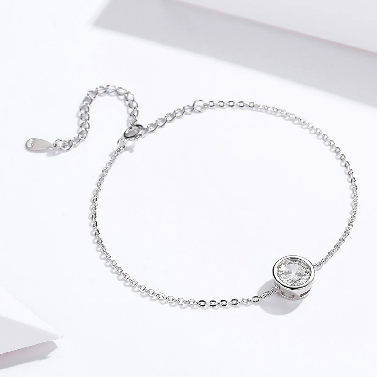

Factory Supply 925 Sterling Silver Clear Cubic Zirconia Link Chain Bracelet For Womens Dainty Bracelet