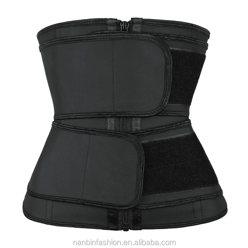 

NANBIN Zip Waist Trainer Corset with 2 Straps 3 Layers Smooth Latex Shapers Waist Cinchers Plus Size Breathable