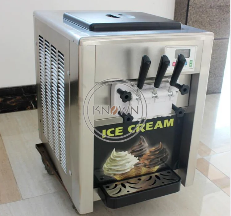 Desktop Ice Cream Machine Commercial Automatic 3 Flavors Mini Soft Serve Ice Cream Maker Machine