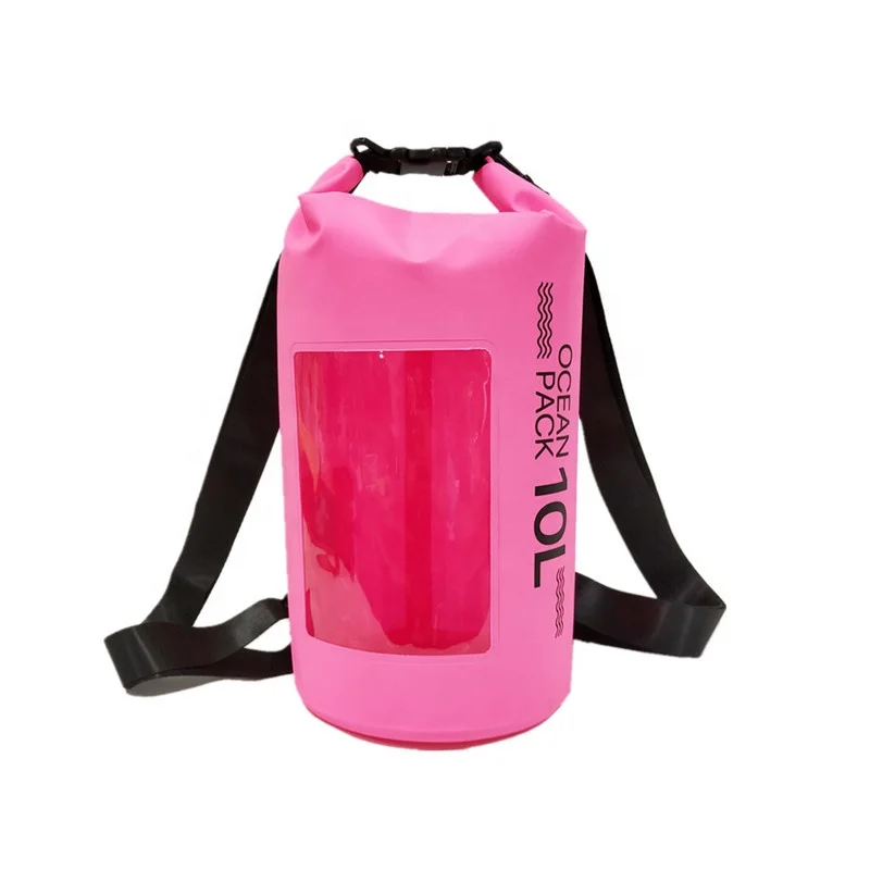

Double Shoulders OEM Clear Window Outdoors Camping Fishing Floating PVC Bucket Backpack Custom Logo Print Wet Waterproof Dry Bag, Yellow,green,sky blue,blue,orange,black,pink
