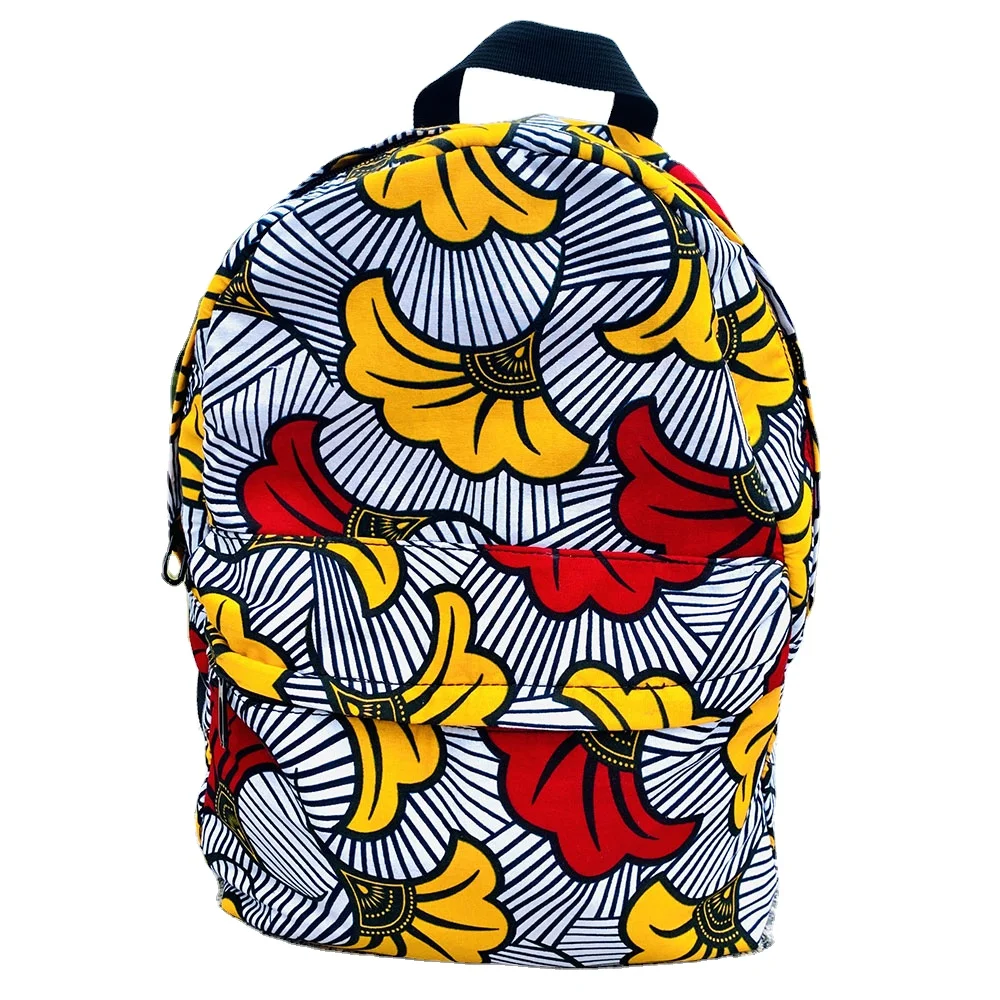 

New Arrival Stylish African Print Backpack Wax Print Zipper Pockets Pattern Unisex Casual School Bags, As pictures