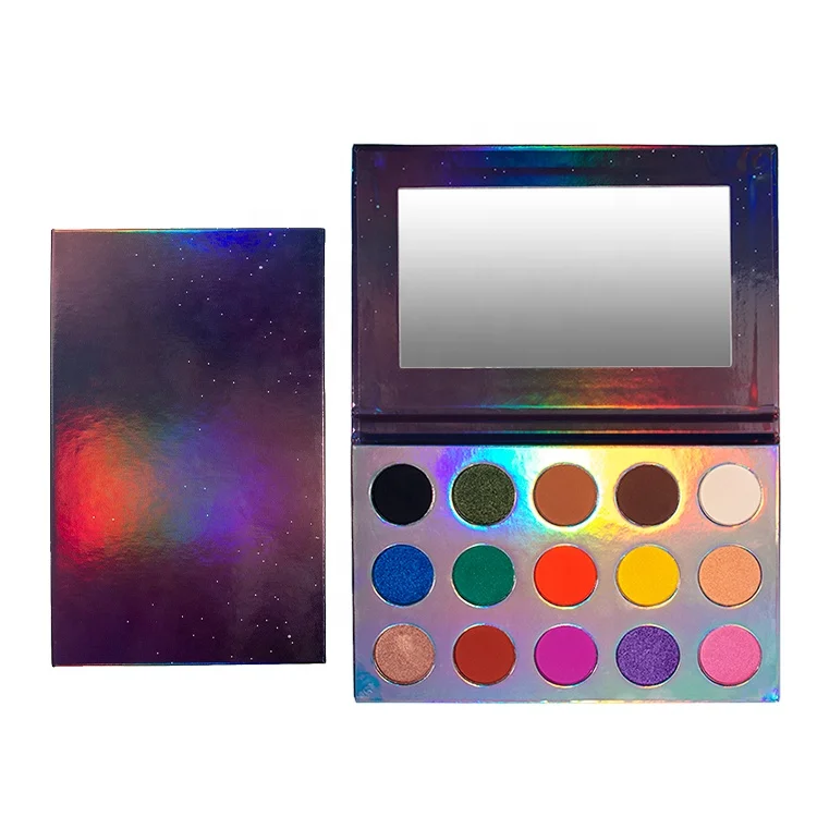 

Customize Holographic Cardboard Empty Palette 15 Shade Eyeshadow Palette DIY Eyeshadow Pan