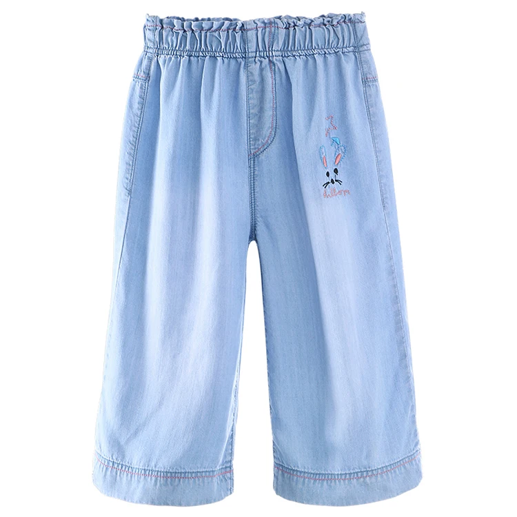 
summer new lyocell casual printed jeans outfits baby girls pants 