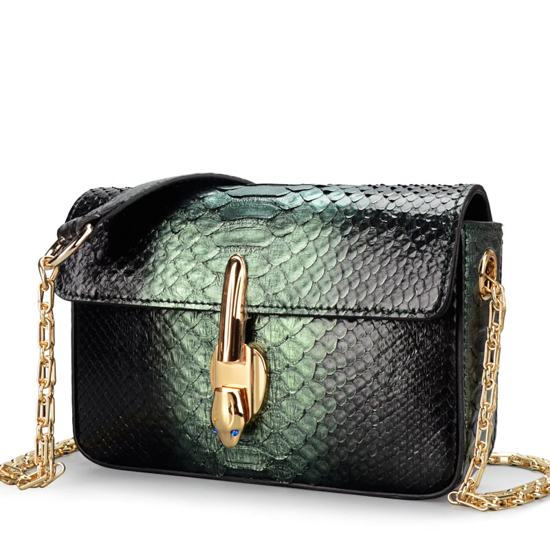 

Sacoche Femme Custom Luxury Real Snake Skin Leather Chain Women Evening Designer Mini Crossbody Flap Bag Handbag Purse For Women
