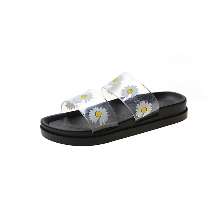 

Korean Version Of Cool Slippers Small Daisy Fashion Thick Bottom Jelly Slippers Women Wear Shoes, As picture