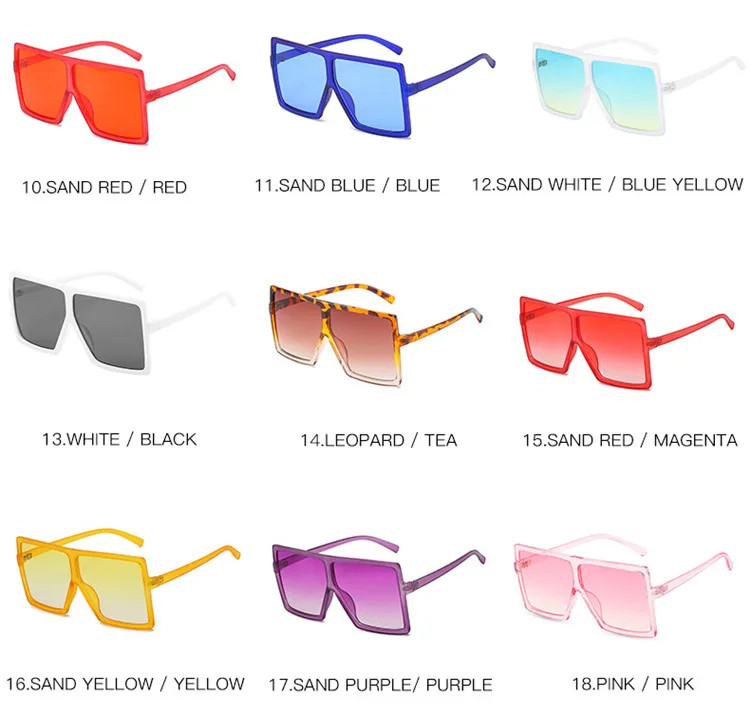 red Sunglasses Women Oversized Vintage Shades Sun Glasses Square 2020 For Women Female Lady Sunglass UV400