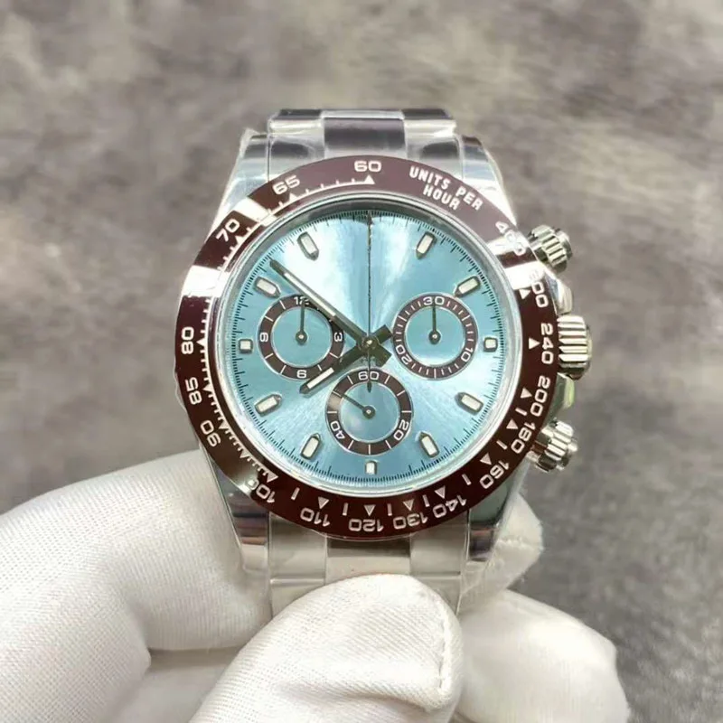 

Fashionable Men's Automatic Mechanical Watch Ceramic Ring Six-hand Ice Blue Surface Oyster Steel Band Men's Watch Luminous Men's