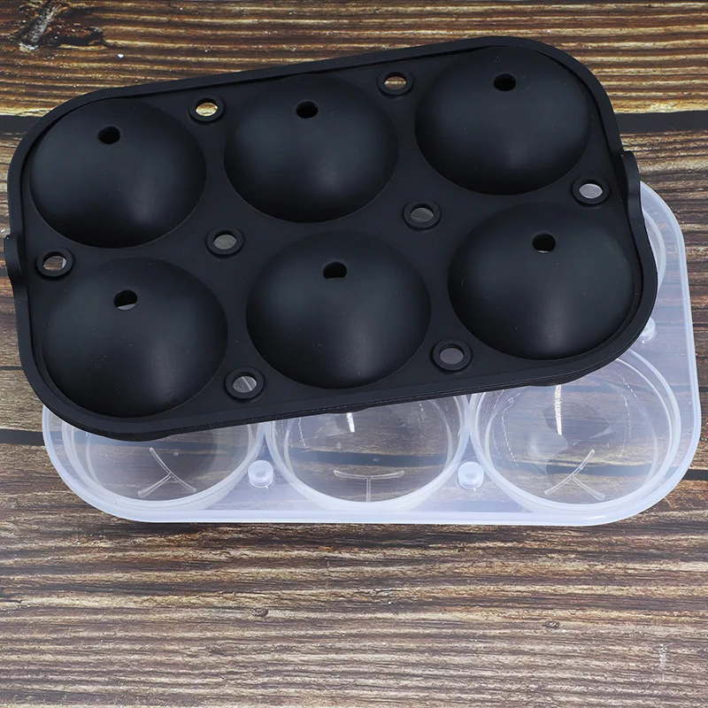 

6 hole ice cube tray mold with lid whiskey bar ice hockey mold cubo de hielo molde silicona cara, Random