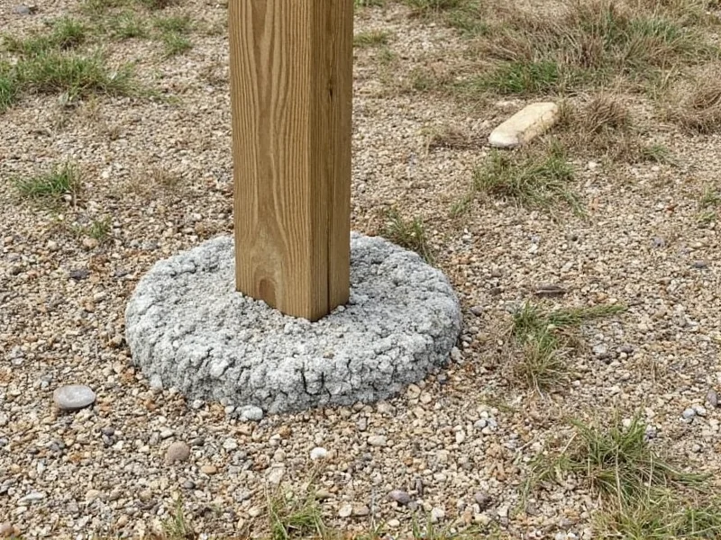 Proper concrete setting technique for fence posts with gravel base