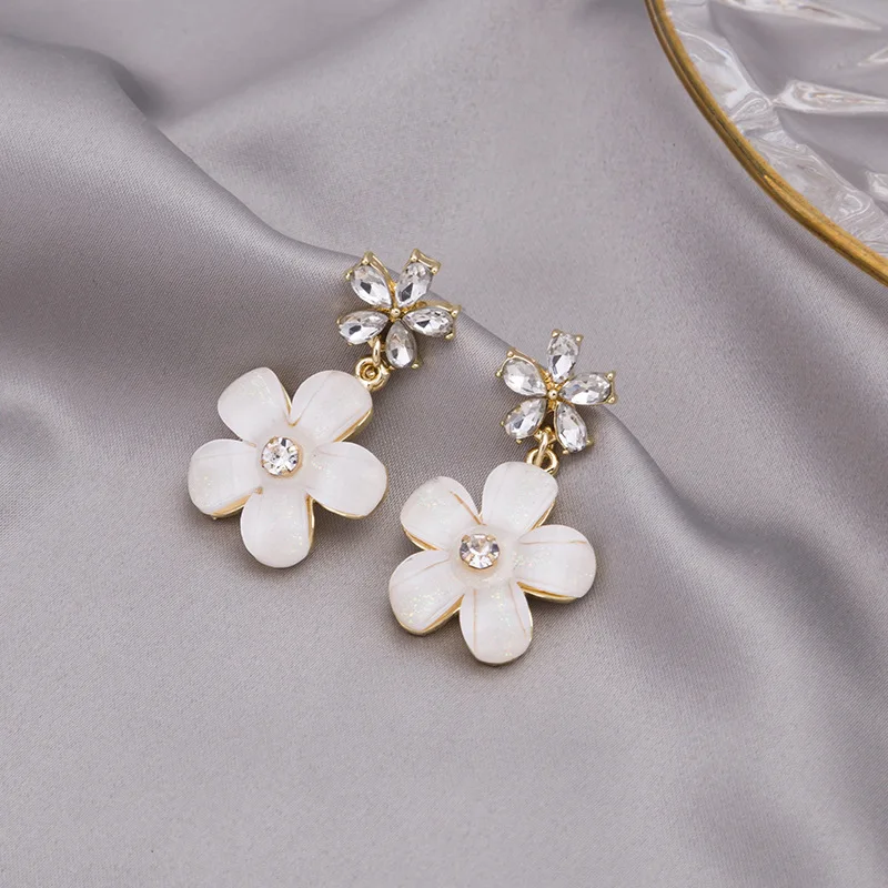 

fashion trendy drop crystal acetate flower earrings women