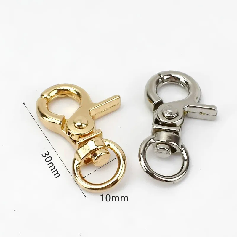 

Wholesale Snap Hook Buckle 10mm Metal Keychain Accessories Making Handbag Strap Clasps Lobster Swivel Trigger Clips, Gold silver gun antique or customized
