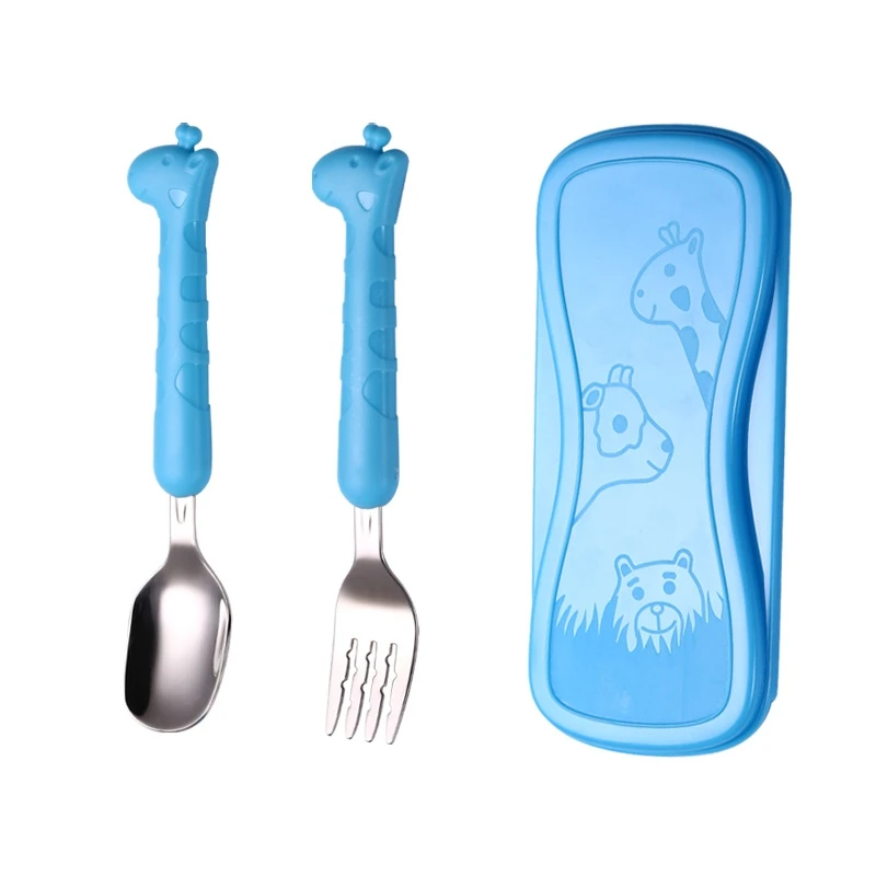 

Food Grade Children Fork And Spoon Kids Cutlery Set Stainless Steel Spoon And Fork Baby, Silver+color handle