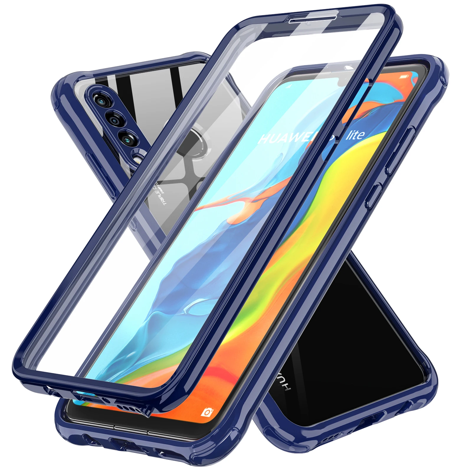 

Leyi all inclusive phone accessories 2 in 1 dazzle case phone case for huawei nova 5t back cover camera lens, Clear,black,red,blue