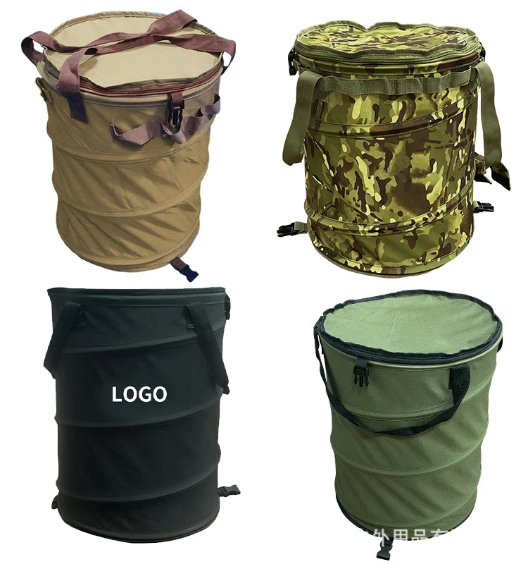 

Custom Collapsible Waterproof 600D Oxford Cloth Garden Waste Bag Pop up Reusable Yard Leaf Bag Holder, Black