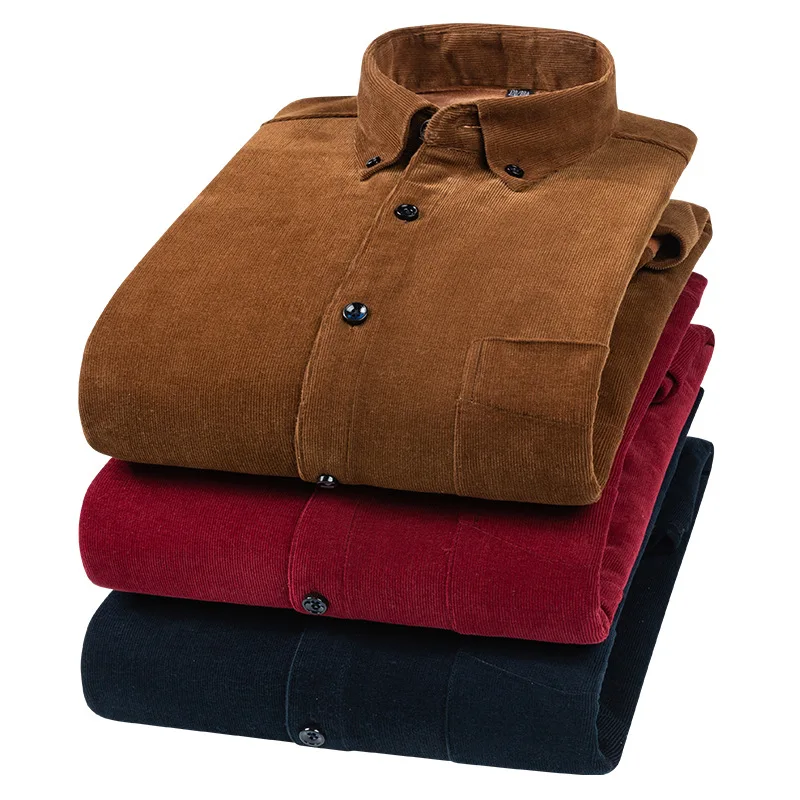 

Corduroy warm thickened 100% cotton Casual Plus Size Men's Shirts