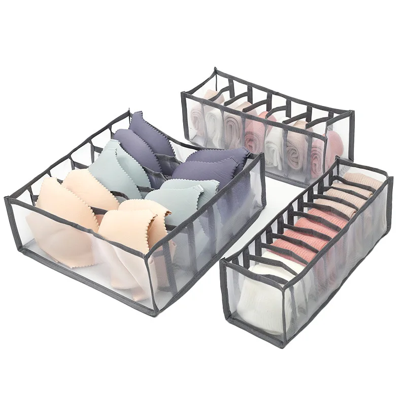 

High Quality Custom 3 Pcs Underwear Storage Organizer Bra Sock Compartment Box Sets Wardrobe Clothes Organizer For Jeans