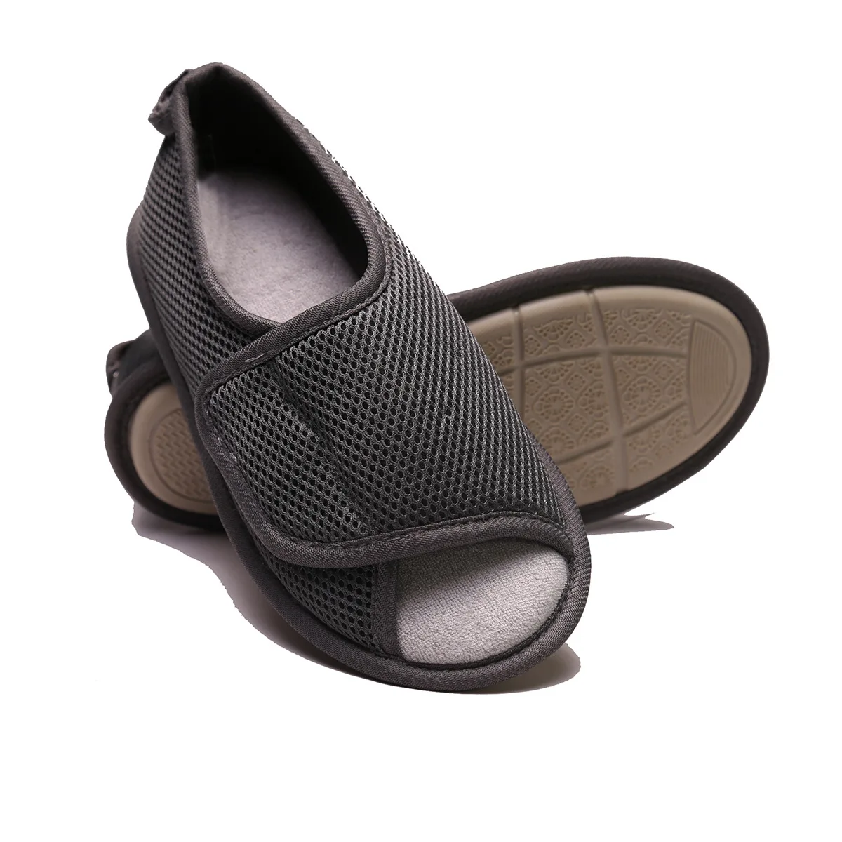 

Medical Shoes Diabetic Shoes Mush Hook and Loop Breathable Cotton Shoes Comfortable Slippers, Black