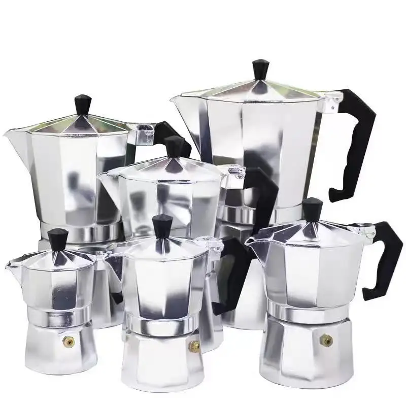 

Aluminium Coffee Mocha Moka Pot Espresso Maker Wholesale Espresso 1/3/6/8/9/12 Cup Cafetiere
