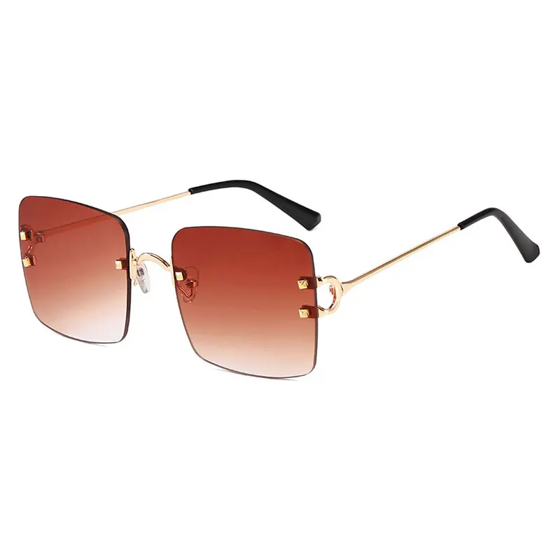 

HBK 2021 New Fashion Versatile street beat rimless cut edge square sunglasses