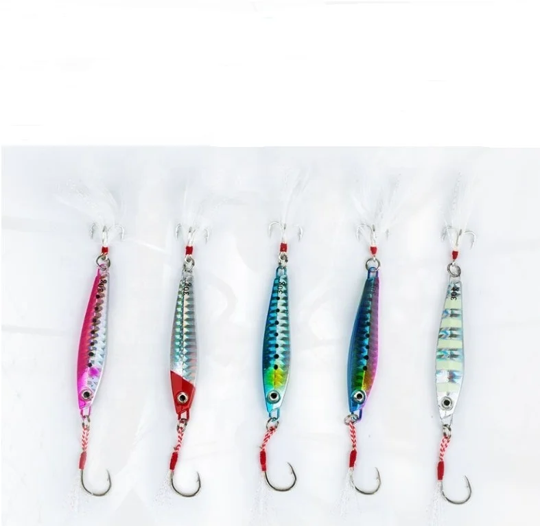 

30G/40G/60G luminous new five colors optional long-range jigging lure with feather, 5 colors