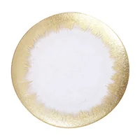 

Stocked Set 4 Wedding Tableware Clear Glass Gold Rim Wedding Charger Plates Wholesale