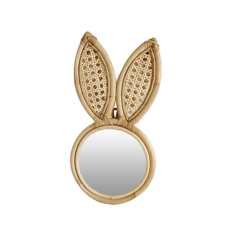 

Wall Hanging Mirror Handmade Decorative Rabbit Ears Mirror for Home Decor
