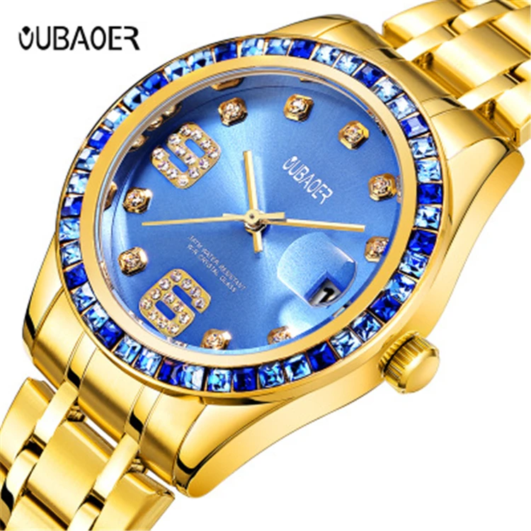 

OUBAOER 6093LB Women Watches Brand Top Luxury Quartz Watches Ladies Relogio Feminino Montre Femme Gold Wristwatches saat