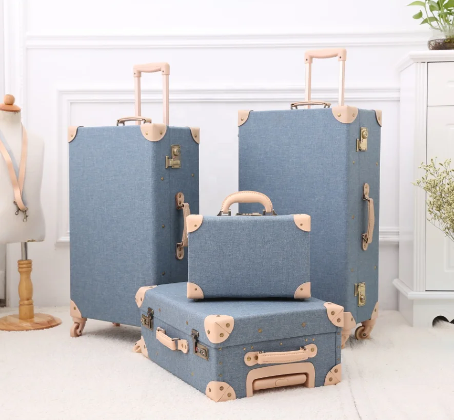 

12" Mens Travel Valise 20" - 26" Women Vintage 2Pcs Luggage Sets Oxford Carry On Suitcase With Spinner Wheels