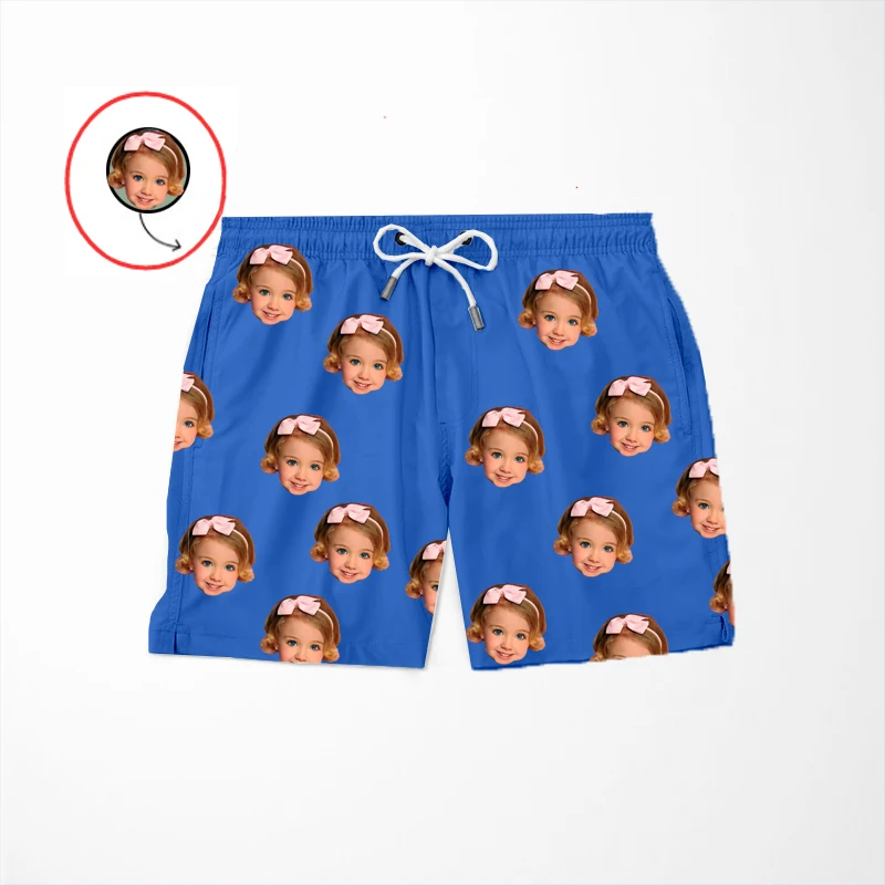 

Printed Logo Face on Beach Wear Mens Shorts Custom Set for Dropshipping