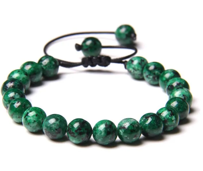 

Green Natural Stone Beads Braided Bracelet Malachite Jades Indian Agates Woven Bracelets Male Female Attractive Jewelry Gifts