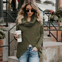 

Long Arrival Buttoned Wrap winter Turtleneck Sweater Women Cardigan