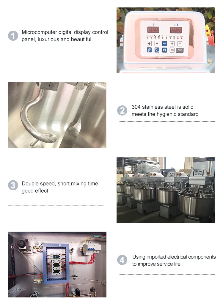 50Kg Electric Spiral Dough Mixer Commercial Flour Dough Kneader For Bakery
