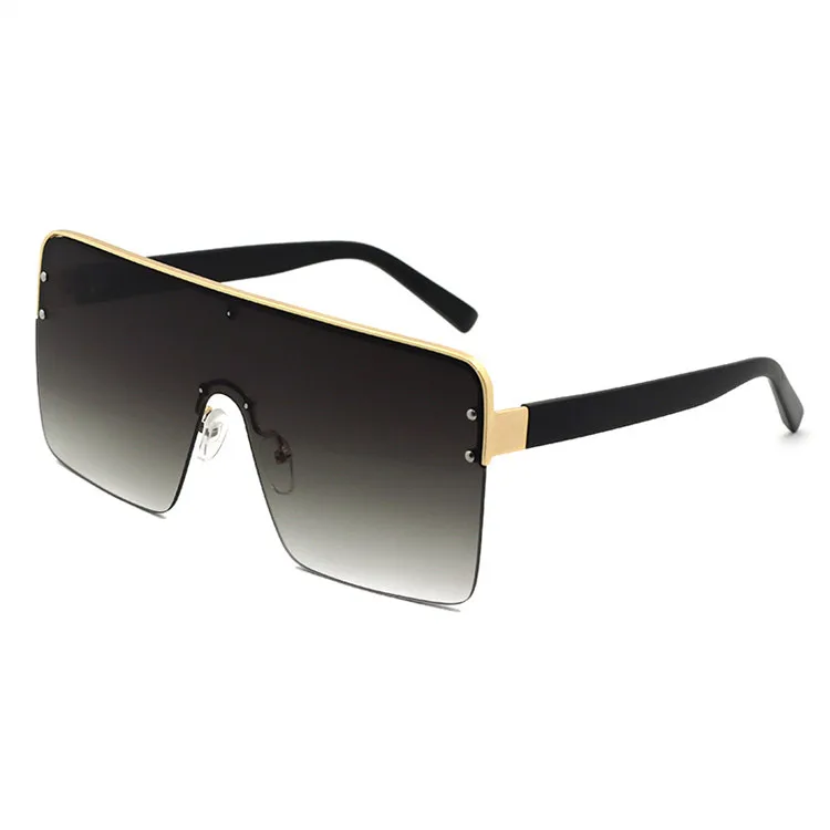 

VIFF 2021 Fashion Semi-Rimless Black Sunglasses HM20173 Vintage Square Oversized Women Sun Glasses
