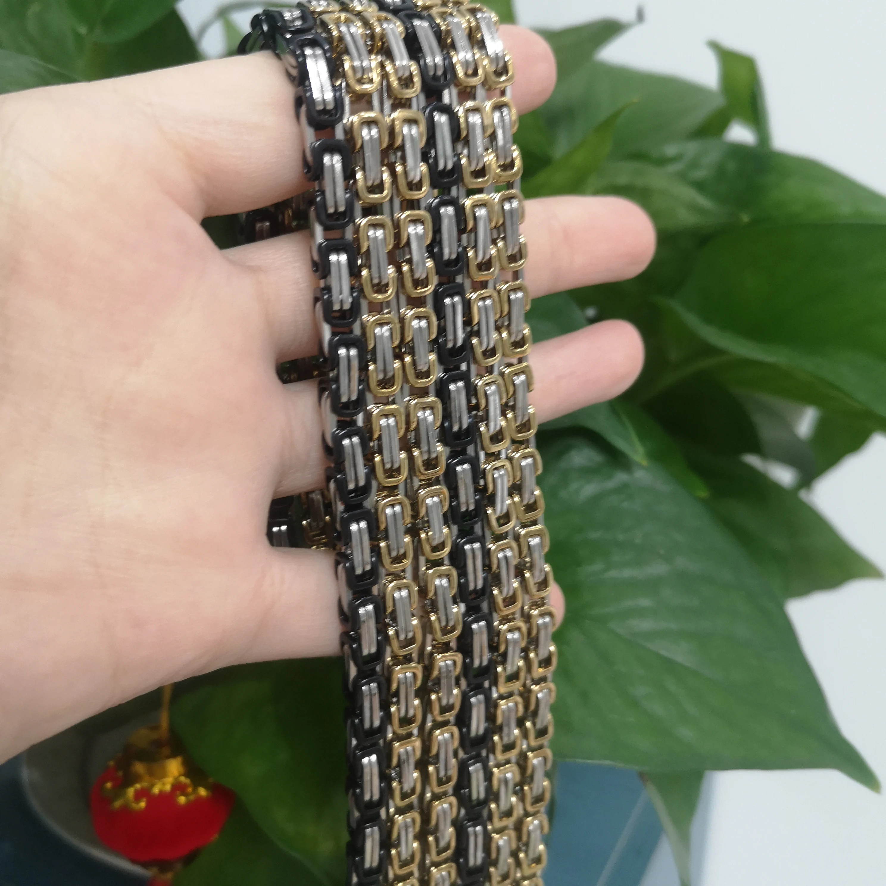 

Jialin wholesale jewelry stainless steel mens golden chain byzantine chain