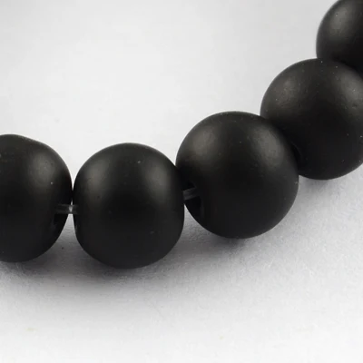 

PandaHall 8mm Black Painted Rubberized Style Glass Beads