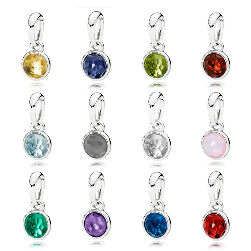 

2021 NEW 100% 925 Sterling Silver Pendant For Women 12 Months Multicolor Charm Beads Collocation Bracelet DIY Necklace wholesale